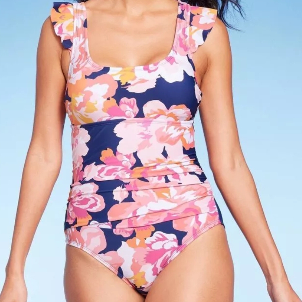 Nwt Kona Sol Ruffled Full Coverage One-Piece Swimsuit Size Large Retail 39.99